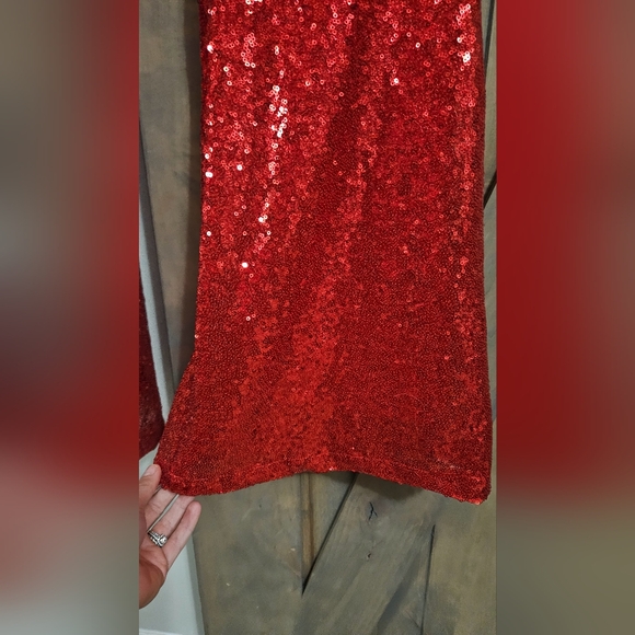 Sequin Flare Pants - Red - Picture 4 of 11